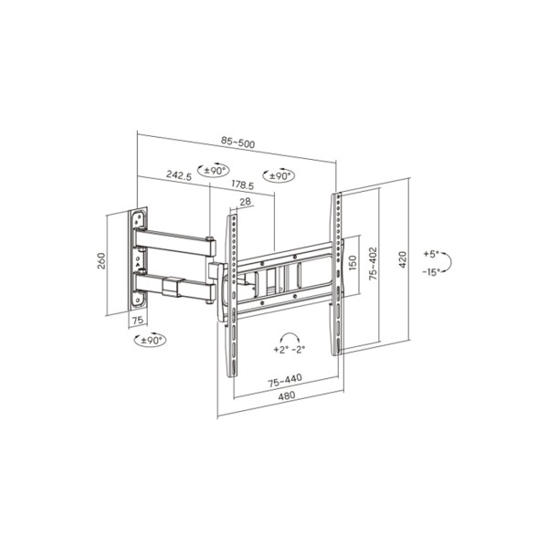 Кронштейн Brateck LPA80-443 для ТВ и мониторов, 32