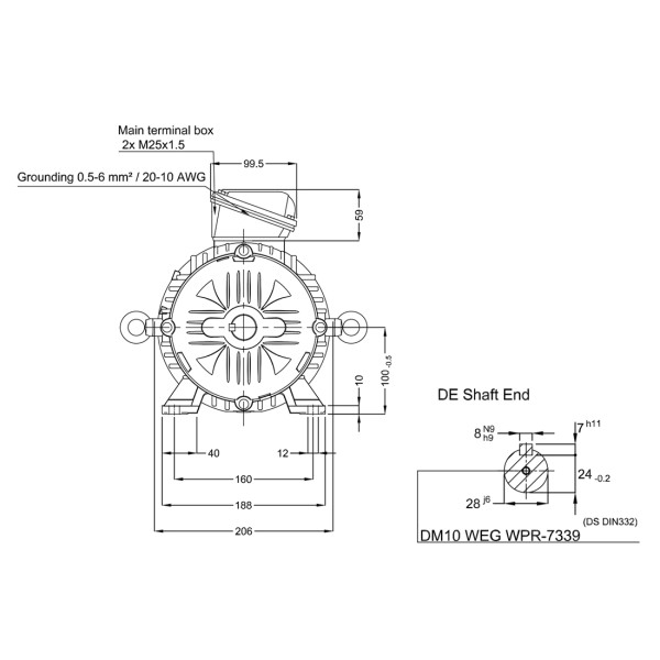 Асинхронный электродвигатель WEG 17886273 WGOST-100S 4 кВт 2P B3T 220/380 В 50 Гц