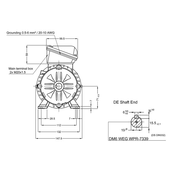 Асинхронный электродвигатель WEG 17928296 WGOST-71 0.37 кВт 4P B3T 220/380 В 50 Гц