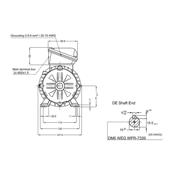 Асинхронный электродвигатель WEG 17928297 WGOST-71 0.55 кВт 4P B3T 220/380 В 50 Гц