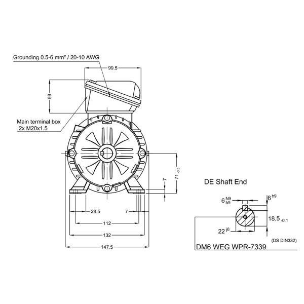 Асинхронный электродвигатель WEG 17928293 WGOST-71 0.75 кВт 2P B3T 220/380 В 50 Гц