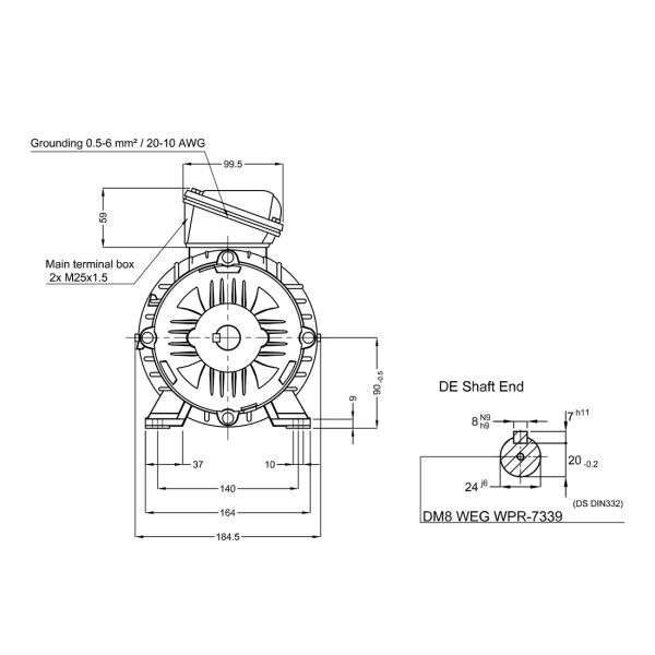 Асинхронный электродвигатель WEG 17886536 WGOST-90L 2.2 кВт 4P B3T 220/380 В 50 Гц