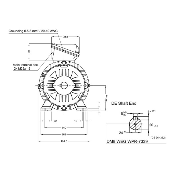 Асинхронный электродвигатель WEG 17376514 WGOST-90L 3 кВт 2P B3T 220/380 В 50 Гц