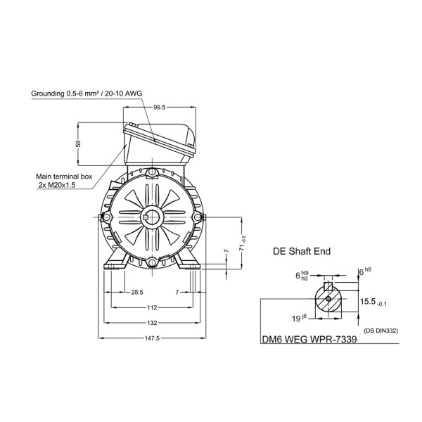 Асинхронный электродвигатель WEG 17928295 WGOST-L71 1.1 кВт 2P B3T 220/380 В 50 Гц