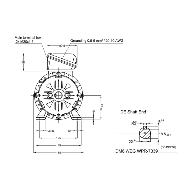 Асинхронный электродвигатель WEG 17886271 WGOST-L80 1.5 кВт 2P B3T 220/380 В 50 Гц