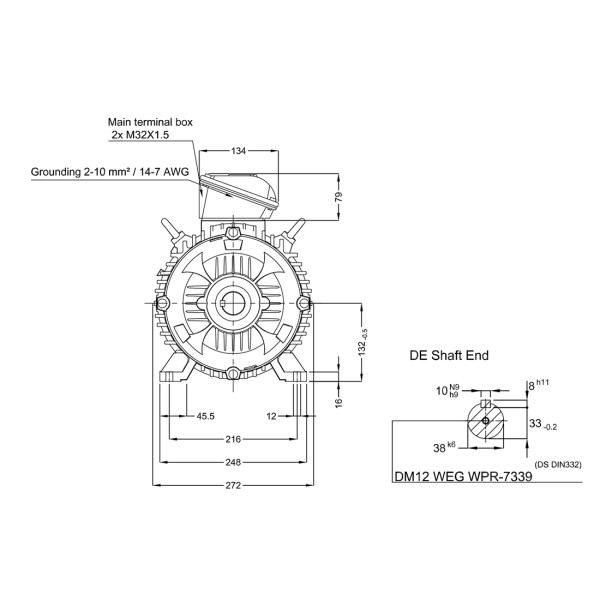 Асинхронный электродвигатель WEG 17725342 WGOST-132M 11 кВт 2P B3T 220/380 В 50 Гц
