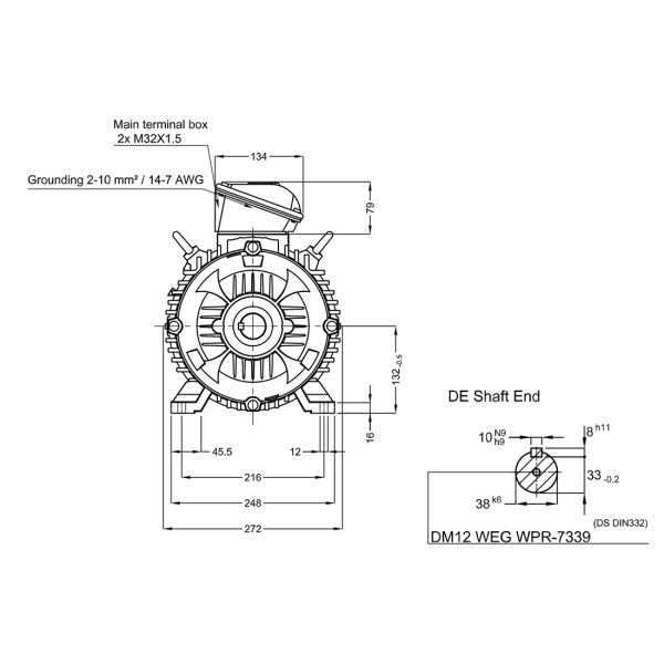 Асинхронный электродвигатель WEG 17725872 WGOST-132M/L 11 кВт 4P B3T 220/380 В 50 Гц