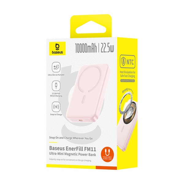 Портативный внешний аккумулятор Baseus EnerFill FM11 Ultra-Mini 10000mAh 22.5W Pink (E0026601)